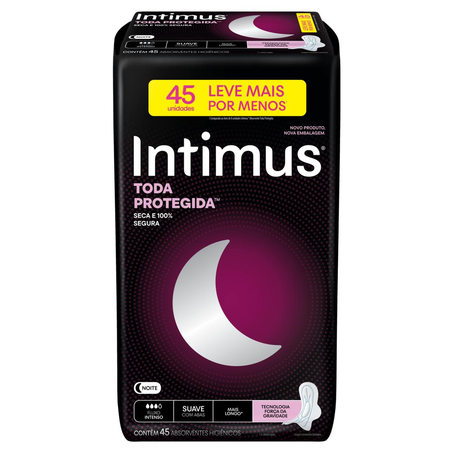 Absorvente Íntimus Gel - Noturno - Suave - Com Abas - Com 45 Absorventes