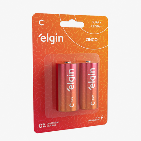 Pilha elgin zinco carvão c c/2