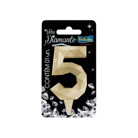 VELA DIAMANTE OURO N5 FESTCOLOR 