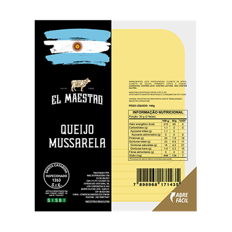 Queijo mussarela argentino el maestro fatiado 140g