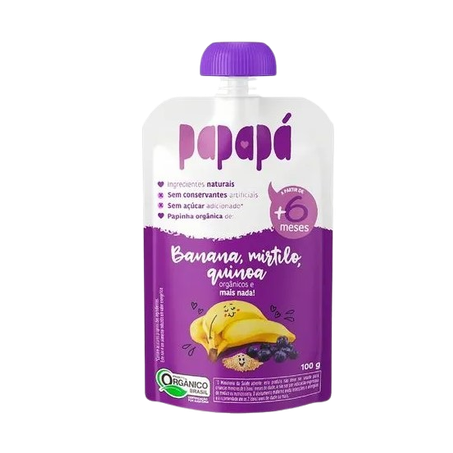 Papinha orgânica papapa banana mirtilo e quinoa sache 100g