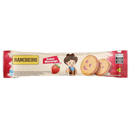 BISCOITO RANCHEIRO MORANGO E CARAMELO 90G