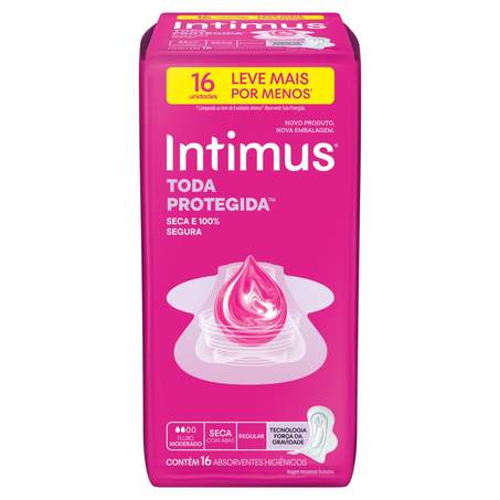 Absorvente Intimus Gel Seca - Com Abas - Leve 16, Pague 14 Absorventes