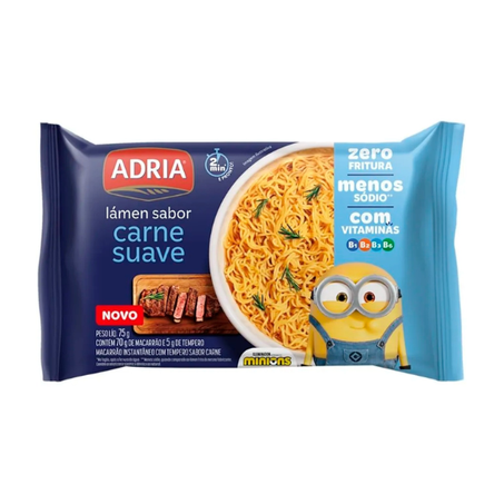 Macarrão Instantâneo Adria Lámen Zero Fritura Carne Suave 75g