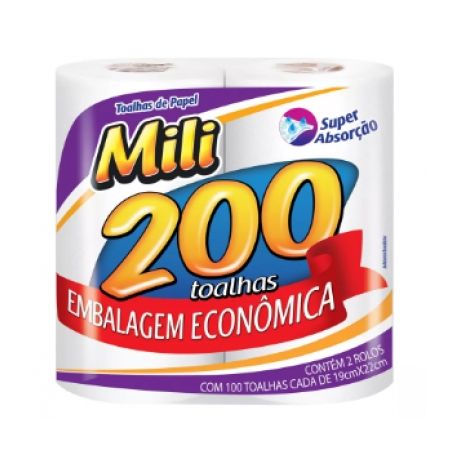 PAPEL TOALHA MILI 200 FOLHAS 2UN
