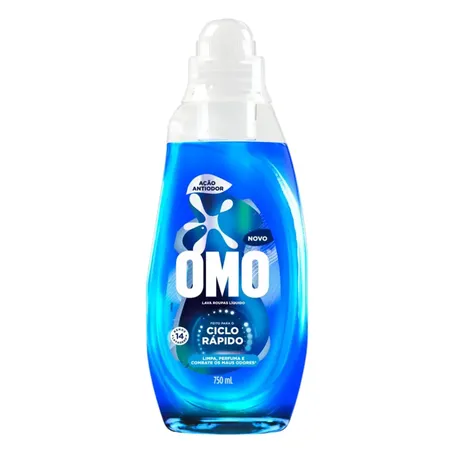 Lava roupas líquido omo ciclo rápido ação antiodor 750ml