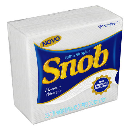 GUARDANAPO DE PAPEL FOLHA SIMPLES SNOB 24cm x 22cm Pacote 50 Unidades 360-2