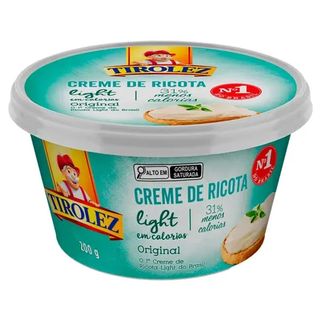 CREME DE RICOTA LIGTH TIROLEZ 200G