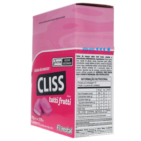 Goma de Mascar Cliss Tutti Frutti Caixa 201gr 360-24