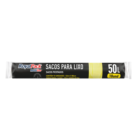 Royalpack Saco De Lixo 50 Litros Rolo 10 Unid