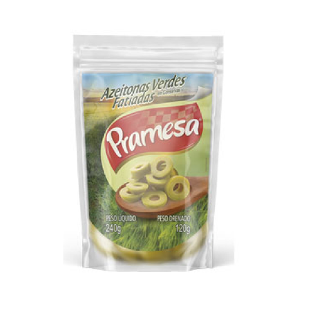 AZEITONA VERDE PRAMESA FATIADA SACHÊ 120G