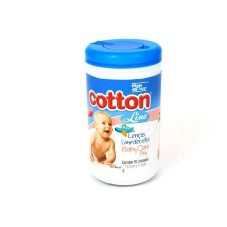 Lenços Umedecidos Cotton Line Azul Pote 70UN