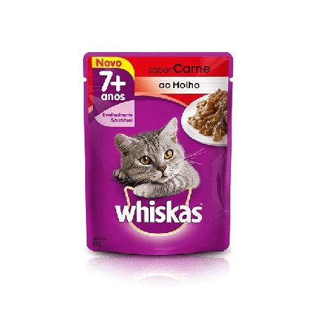 RACAO WHISKAS AD 7+ SC 85G CARNE