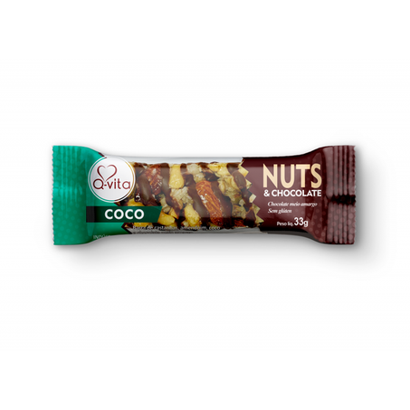 Barra cereal q vita nuts coco e chocolate 33g