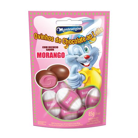 Ovinhos De Chocolate Montevergine Com Recheio Morango Pacote 85g 
 
