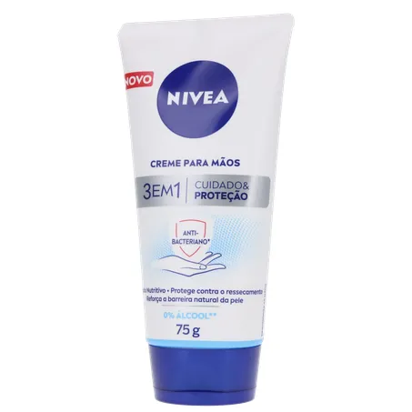 Creme hidratante nivea para mãos antibacteriano 3 em 1 bisnaga 75g 360-2