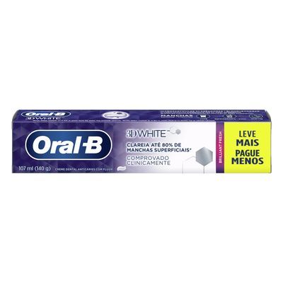 Creme dental 3d white brilhante fresh oral b 140g