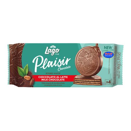 Wafer cacau/chocolate leite lago 96g