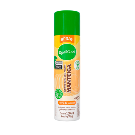 Óleo de coco c/ aroma de manteiga qualicoco extra virgem spray 100ml