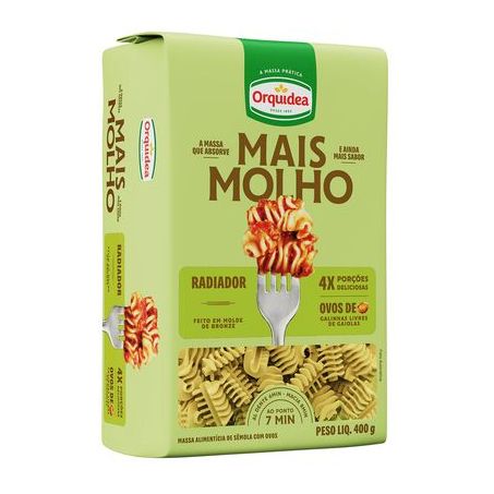 Macarrão de Sêmola Orquídea com Ovos Radiador Mais Molho Pacote 400gr