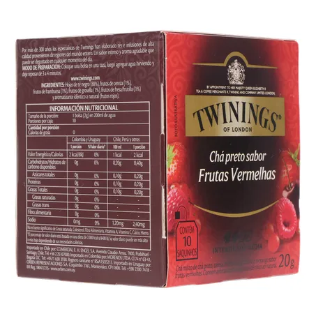 CHÁ TWININGS PRETO SABOR FRUTAS VERMELHAS CAIXA C/10 UN 360-31