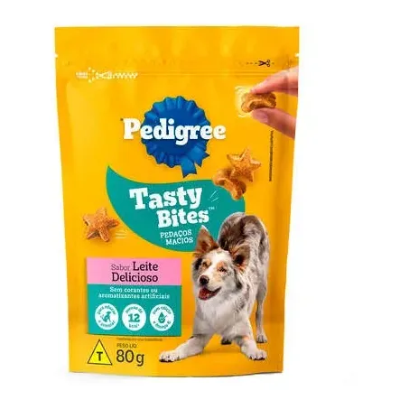 Biscoito caes tasty bites leite pedigree 80g