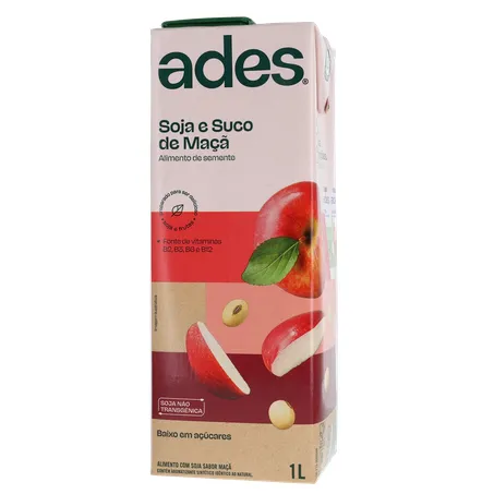 Bebida Base Soja Ades Frutas Maça 1l 360-1
