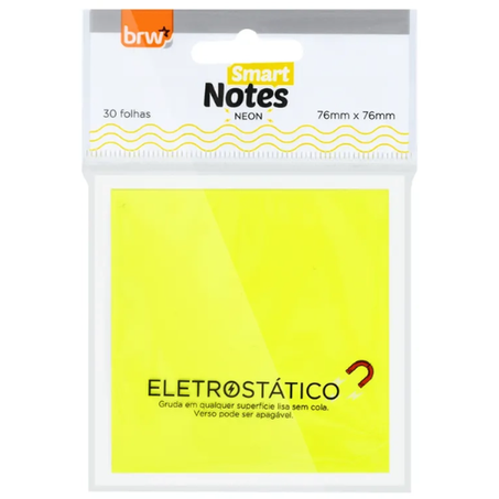 BLOCO DE ANOTAÇÕES ELETROSTÁTICO 76 X 76MM C/100FLS AMARELO BRW