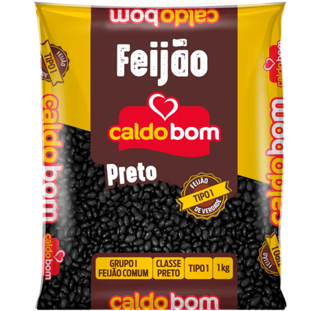 Feijao grao caldo bom 1kg preto