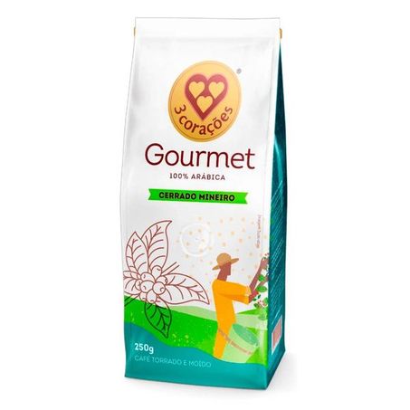 Café Torrado e Moído 3corações Gourmet Cerrado Mineiro  Pacote 250gr