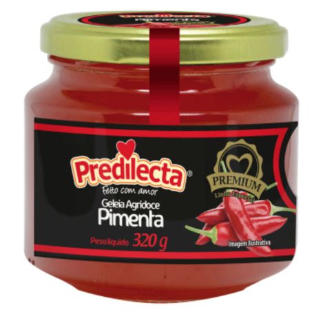 Geleia predilecta pimenta vermelha vidro