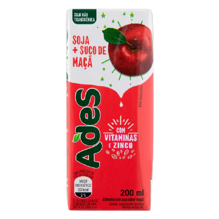 BEBIDA À BASE DE SOJA MAÇÃ ADES CAIXA 200ML