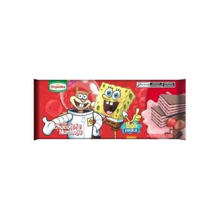 Wafer Orquídea Bob Esponja Chocolate e Morango 90g