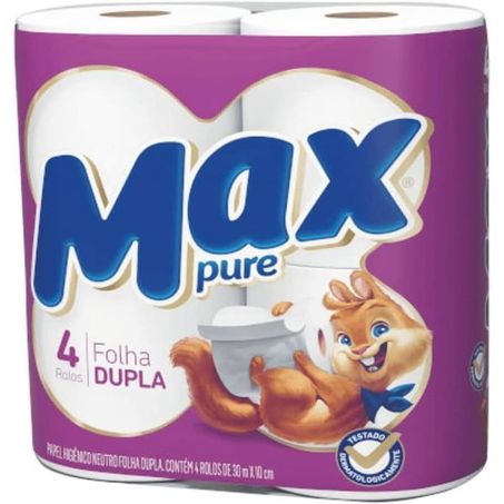 PAPEL HIGIENICO FOLHA DUPLA MAX PURE 4X30M NEUTRO