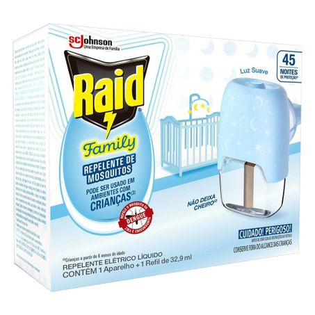 Inseticida eletrico raid 45n 2un de 32.9ml refil gratis 50%