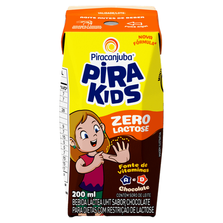 Achocolatado pirakids zero lactose caixa 200ml