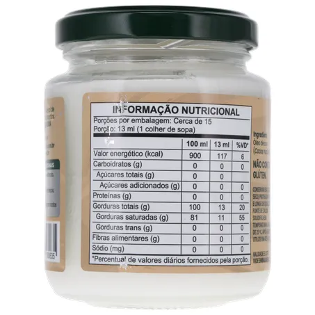 Oleo de coco copra virgem 200ml 360-22