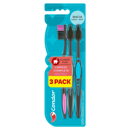 Escova Dental Condor Classic - Flex - Com 3 Escovas