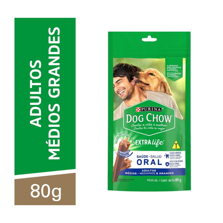 Petisco Dog Chow Saúde Oral Cães Adultos Médios E Grandes 80G