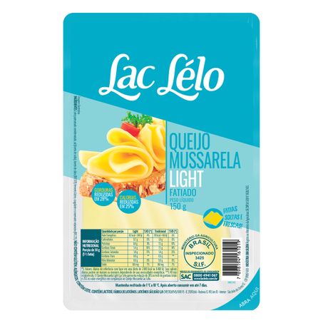 QUEIJO MUSSARELA FATIADO LIGHT LAC LÉLO