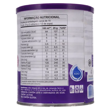 Leite em Pó Instantâneo Tipo A2 Integral Piracanjuba Lata 380g 360-13