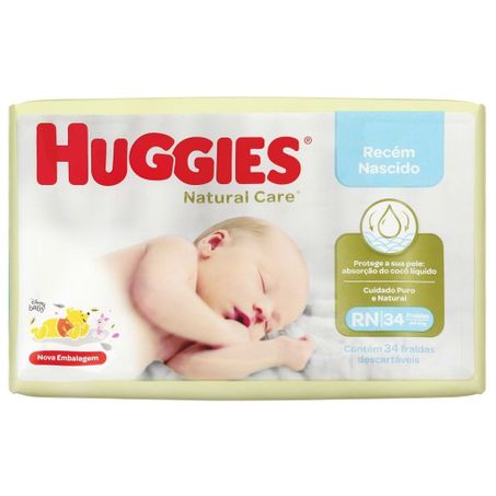 Fralda huggies natural care rn c/34un
