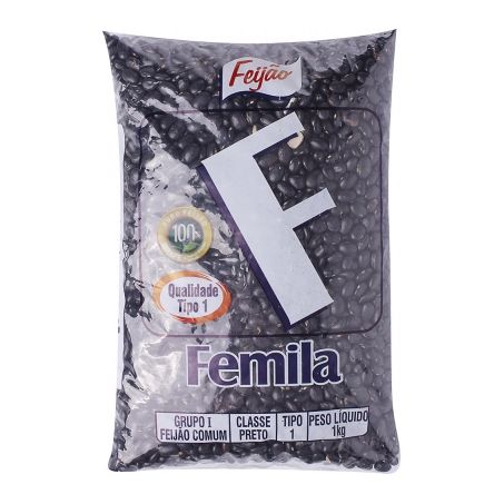 Feijão Preto Femila Tipo 1 Embalagem 1KG