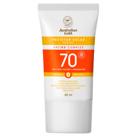 Protetor Solar Facial FPS 70 Australian Gold Bisnaga 40ml