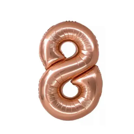 Balao ponto das festas metalizado numeros ouro rose n8
