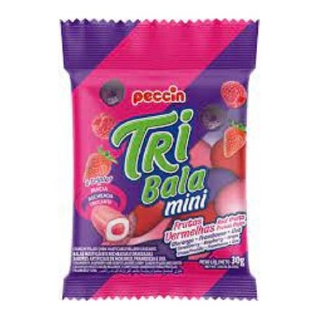 Bala pecin tribala mini frutas vm pacote 30g