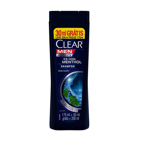Shampoo Anticaspa Clear Men Ice Cool Menthol Squeeze 200ml