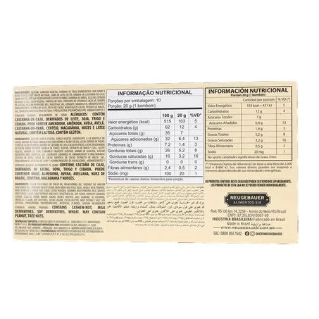 BOMBOM NEUGEBAUER AMOR CARIOCA BRANCO CAIXA 200G 360-19