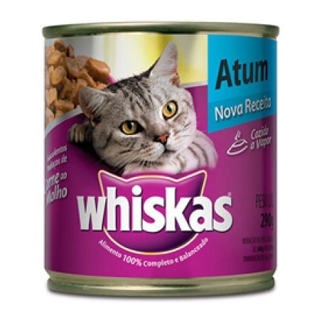 RACAO P/GATO UMIDA ATUM 1+ PATE WHISKAS 290G LATA
