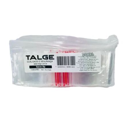 SACO PLÁSTICO HERMÉTICO ZIP LOCK N00 4 X 4CM C/100UN TALGE